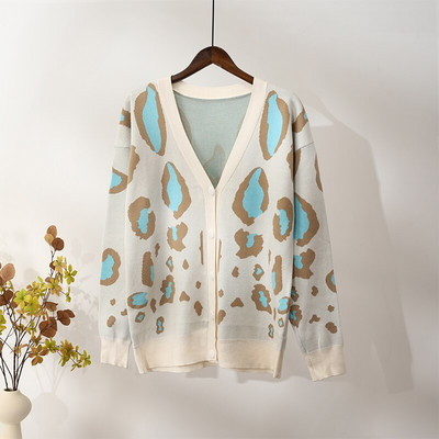 Ženski leopard jesenski pulover Kardigan široke ženske zimske elegantne veste sa životinjskim uzorkom na jedno redno kopčanje 2022.