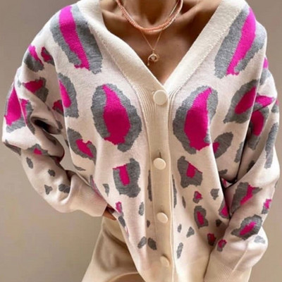 Ženski leopard jesenski pulover Kardigan široke ženske zimske elegantne veste sa životinjskim uzorkom na jedno redno kopčanje 2022.