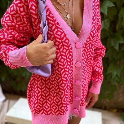 Ženski leopard jesenski pulover Kardigan široke ženske zimske elegantne veste sa životinjskim uzorkom na jedno redno kopčanje 2022.