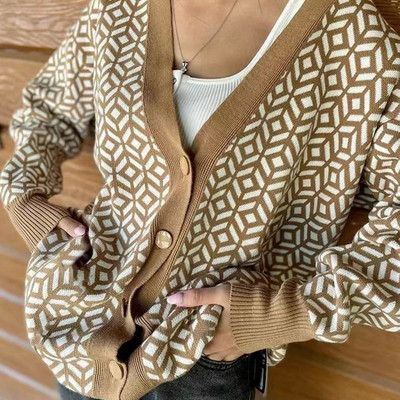 Ženski leopard jesenski pulover Kardigan široke ženske zimske elegantne veste sa životinjskim uzorkom na jedno redno kopčanje 2022.