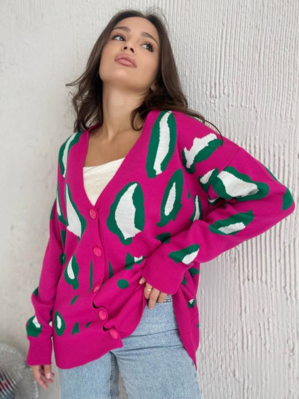 Ženski leopard jesenski pulover Kardigan široke ženske zimske elegantne veste sa životinjskim uzorkom na jedno redno kopčanje 2022.