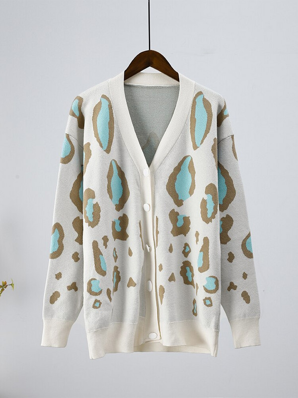 Ženski leopard jesenski pulover Kardigan široke ženske zimske elegantne veste sa životinjskim uzorkom na jedno redno kopčanje 2022.
