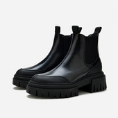 Klasične jesenske 2022. Gležnjače  Ženske cipele s platformom s okruglim prstima, kratke čizme, ručno rađene Chelsea čizme na debelu petu