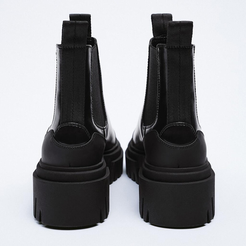 Klasične jesenske 2022. Gležnjače  Ženske cipele s platformom s okruglim prstima, kratke čizme, ručno rađene Chelsea čizme na debelu petu