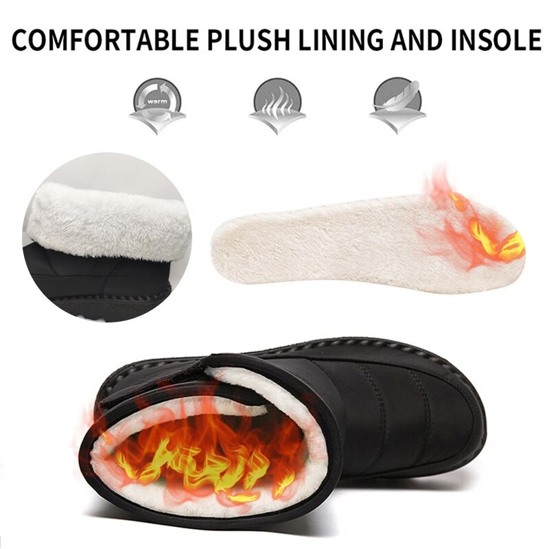 Αντιολισθητικές αδιάβροχες γυναικείες μπότες για χιόνι Rimocy 2022 Χοντές βελούδινες χειμερινές μπότες αστραγάλου Γυναικεία πλατφόρμα Keep ζεστά, βαμβακερά παπούτσια με επένδυση