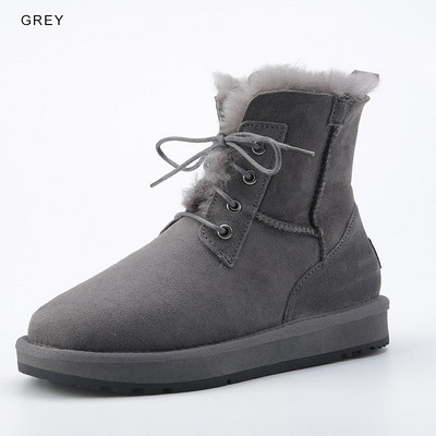 INOE Fashion  Suede Δερμάτινα Γυναικεία Casual  χειμωνιάτικες μπότες για χιόνι από φυσικό μαλλί  με επένδυση από γούνα ζεστά παπούτσια αδιάβροχα