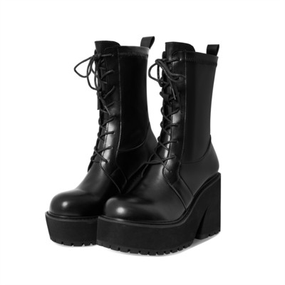 Platformas potīšu zābaki Sieviešu apavi Gothic Fashion Vidēja kājas potītes Sieviešu zābaki Sieviešu 2022. gada ziemas zīmola INS bezmaksas piegāde