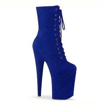 Mclubgirl 20CM Suede Sexy Hate Day Високи ботуши 17CM Round Toe Pole Dance High Heels Нощен клуб Модел Подиум Обувки на платформа LYP