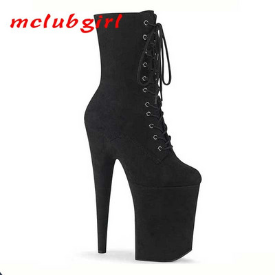 Mclubgirl 20 cm-es szarvasbőr szexi gyűlölködő nappali magas csizma 17 cm-es kerek orrú pole táncos magassarkú éjszakai klubmodell Catwalk platform cipő LYP