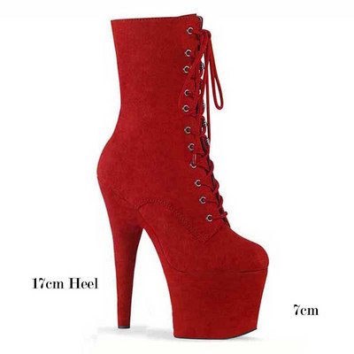 Mclubgirl 20 CM zamšādas, seksīgi, naidīgi, dienas augsti zābaki, 17 cm, apaļš purngals, deju augstpapēžu kurpes naktskluba modele Catwalk platformas apavi LYP