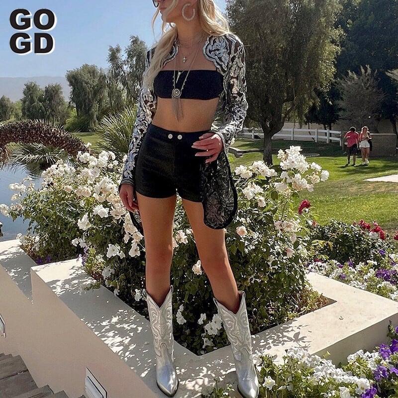 GOGD Kaubojske ružičaste kaubojke čizme za žene 2022. Modne čizme s izvezenim šiljastim prstima s patentnim zatvaračem Debela potpetica Vester čizme do sredine listova Sjajne cipele