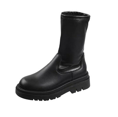 Γυναικείες μπότες φθινοπώρου Νέα μόδα Κοντές μπότες Όμορφες αλλά μέχρι το γόνατο Μπότες τριών μήκων Γυναικεία παπούτσια