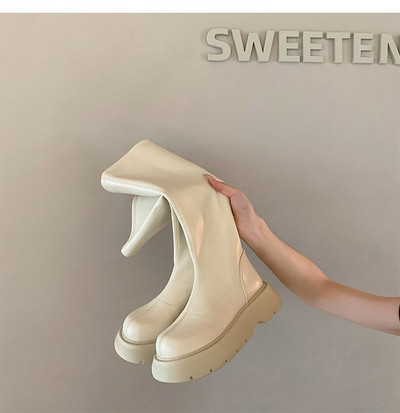Γυναικείες μπότες φθινοπώρου Νέα μόδα Κοντές μπότες Όμορφες αλλά μέχρι το γόνατο Μπότες τριών μήκων Γυναικεία παπούτσια