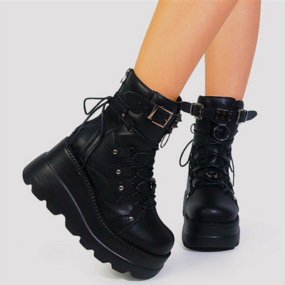 Velike veličine 35-43 Dizajn brenda Ženske čizme s visokom platformom Modne gotičke čizme s visokim petama s zakovicama Ženske cosplay cipele Punk cipele Žene