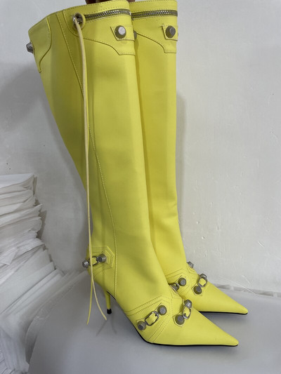 Moteriški batai, madingi, seksualūs, grynos spalvos, smailūs pirštai, aukštakulniai, vintažiniai metaliniai užtrauktukai, aukšti batai, ploni bateliai su kutais 45