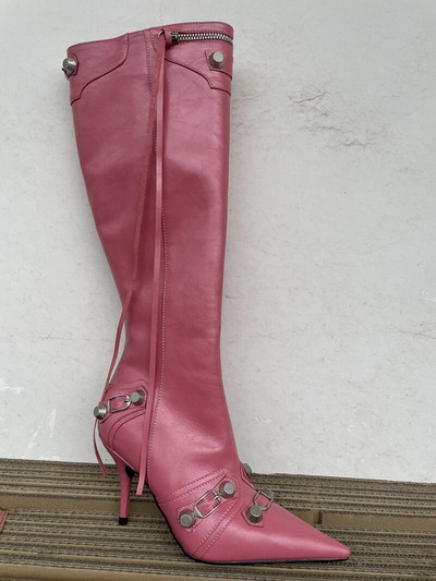 Moteriški batai, madingi, seksualūs, grynos spalvos, smailūs pirštai, aukštakulniai, vintažiniai metaliniai užtrauktukai, aukšti batai, ploni bateliai su kutais 45