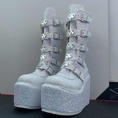 Sieviešu Cosplay augsti zābaki ziemas garās caurules ādas bruņinieku zābaki punk gotikas klasiski melni augstpapēžu kurpes līdz ceļiem