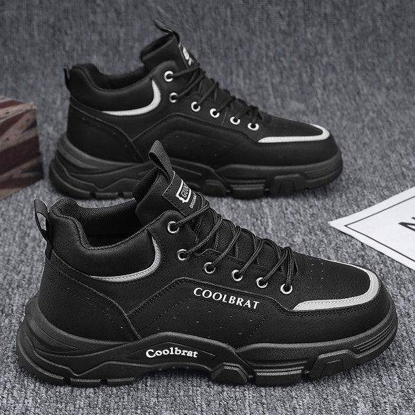 Ανδρικά παπούτσια από οικολογικό δέρμα με γράμματα και κορδόνια