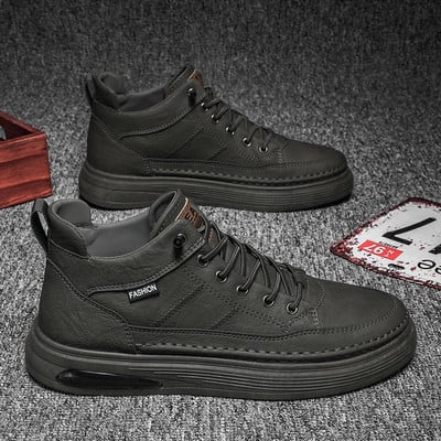 Jauna modeļa vīriešu ziemas apavi ar logo un šņorēm - eko āda