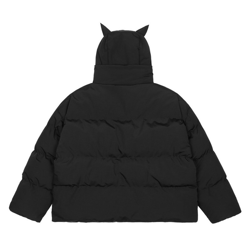 Férfi Hip Hop Parka Hímzett Skull Jacket Streetwear Little Devil Designer kapucnival bélelt dzseki kabát Harajuku téli felsőruházat