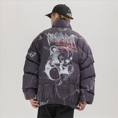 Χιπ χοπ μπουφάν Parka Hurt Bear Ανδρικές στάμπες Winter Oversize Windbreaker Streetwear Harajuku με επένδυση Μπουφάν Ζεστά ρούχα Hipster