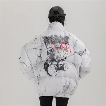 Χιπ χοπ μπουφάν Parka Hurt Bear Ανδρικές στάμπες Winter Oversize Windbreaker Streetwear Harajuku με επένδυση Μπουφάν Ζεστά ρούχα Hipster