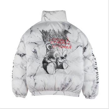 Χιπ χοπ μπουφάν Parka Hurt Bear Ανδρικές στάμπες Winter Oversize Windbreaker Streetwear Harajuku με επένδυση Μπουφάν Ζεστά ρούχα Hipster