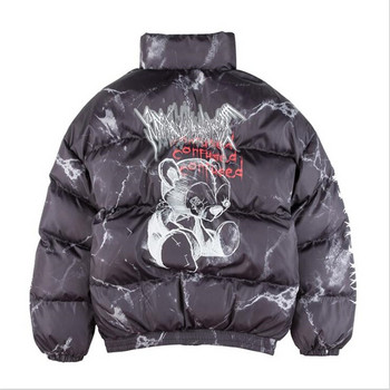 Χιπ χοπ μπουφάν Parka Hurt Bear Ανδρικές στάμπες Winter Oversize Windbreaker Streetwear Harajuku με επένδυση Μπουφάν Ζεστά ρούχα Hipster