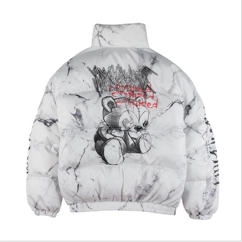 Χιπ χοπ μπουφάν Parka Hurt Bear Ανδρικές στάμπες Winter Oversize Windbreaker Streetwear Harajuku με επένδυση Μπουφάν Ζεστά ρούχα Hipster