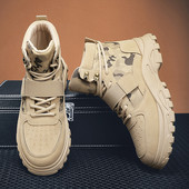 Χειμερινά ανδρικά μποτάκια με κορδόνια και κούμπωμα velcro