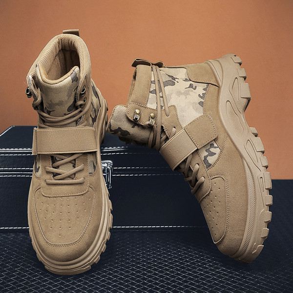 Χειμερινά ανδρικά μποτάκια με κορδόνια και κούμπωμα velcro