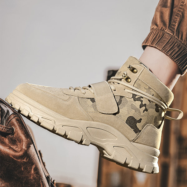 Χειμερινά ανδρικά μποτάκια με κορδόνια και κούμπωμα velcro