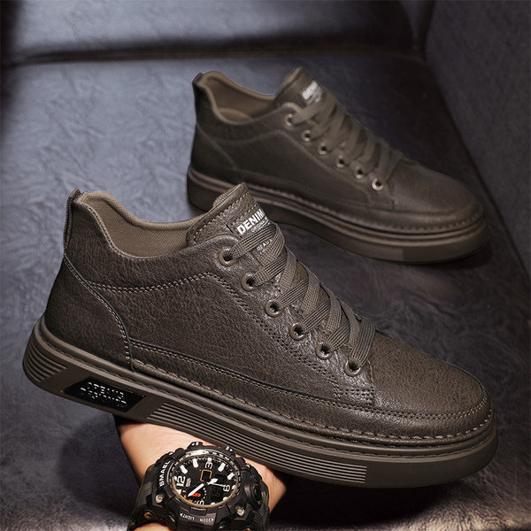 Muške kožne tenisice sa vezicama i natpisom