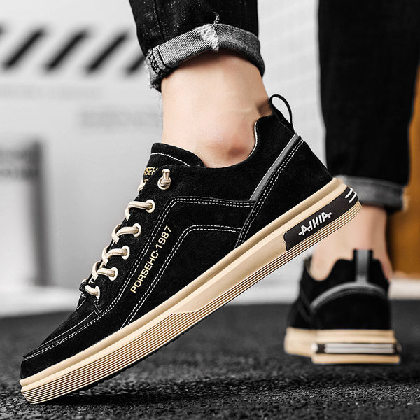 Rudens-ziemas vīriešu eko-zamšādas kedas ar mežģīnēm