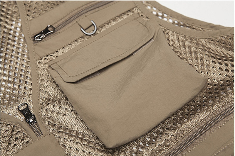 Išsikrovimas Vyriška liemenė Tactical Webbed Pavarų paltas Vasarinis Fotografas Liemenė Įrankis Daug Kišeninis Tinklelis Darbas Striukė be rankovių Vyriškas