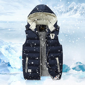 5XL Férfi téli mellények kalap levehető mellény Alkalmi mellény Ujjatlan dzsekik Férfi kapucnis mellény felsőruházat meleg kabátok szélálló