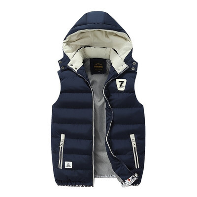 5XL Férfi téli mellények kalap levehető mellény Alkalmi mellény Ujjatlan dzsekik Férfi kapucnis mellény felsőruházat meleg kabátok szélálló