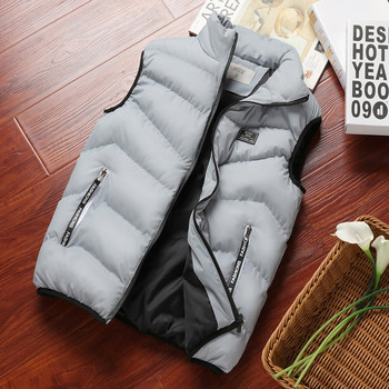 Γιλέκο ανδρικό τζάκετ 2020 Νέο φουσκωτό αμάνικο παλτό Ανδρικό μονόχρωμο πουπουλένιο μπουφάν Χειμερινό ζεστό γιλέκο έξω από αντιανεμικά ρούχα