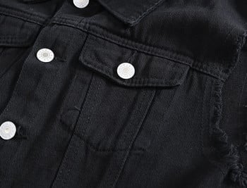 Νέα ανδρική μόδα Casual μαύρη κουκούλα αμάνικο γιλέκο Τζιν γιλέκο Jacket Street Punk στυλ τζιν γιλέκο πολλαπλών μεγεθών M-6XL