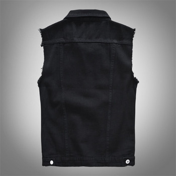 Νέα ανδρική μόδα Casual μαύρη κουκούλα αμάνικο γιλέκο Τζιν γιλέκο Jacket Street Punk στυλ τζιν γιλέκο πολλαπλών μεγεθών M-6XL