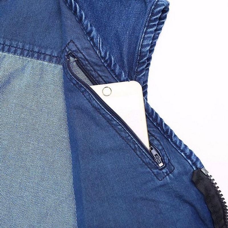 2021. gada liela izmēra V veida kakla izgriezums, klasiska vairāku džinsu auduma darba veste, masīva vīriešu ikdienas veste ar daudzām kabatām Makšķernieku veste bez piedurknēm