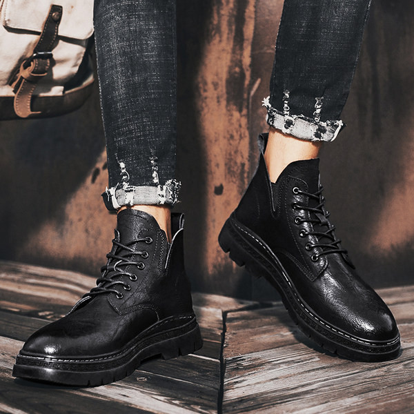 Muške jesensko-zimske čizme od eko kože sa vezicama