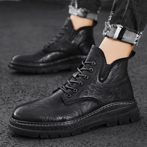 Muške jesensko-zimske čizme od eko kože sa vezicama