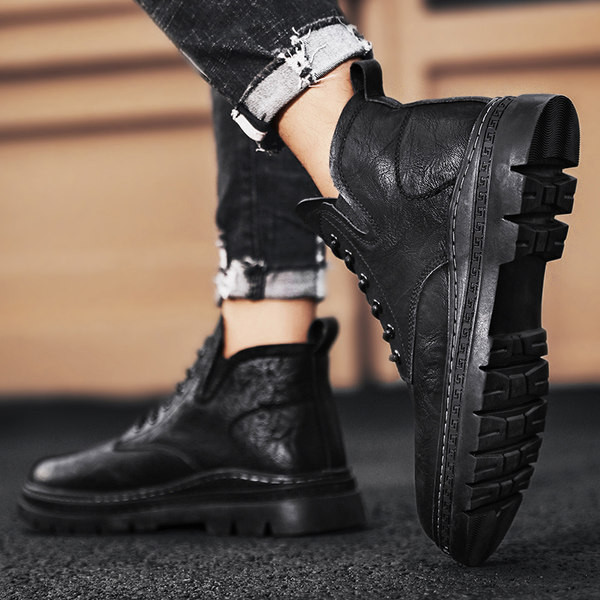 Muške jesensko-zimske čizme od eko kože sa vezicama