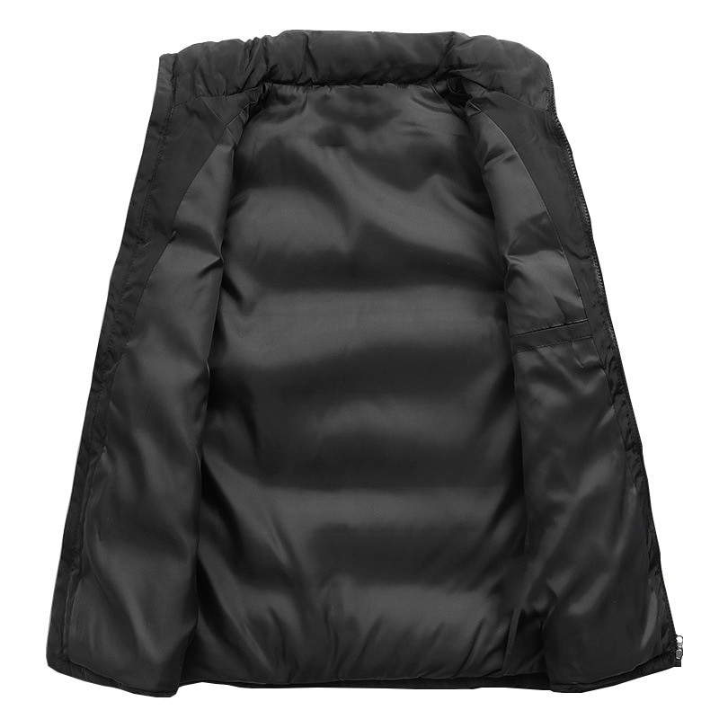 Vīriešu jaka bez piedurknēm, rāvējslēdzēja dūnu veste, rudens ziemas silta stāvapkakle, liela izmēra veste vīriešiem