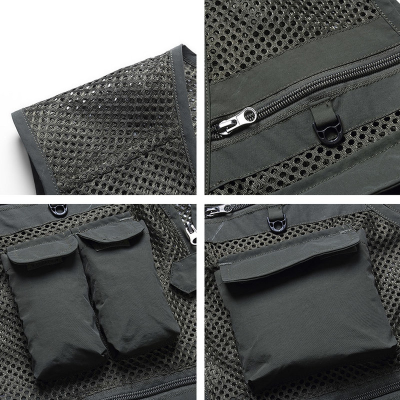 Vasaras sieta veste vīriešiem Pavasara rudens vīriešu ikdienas plānas, elpojošas, vairāku kabatu veste vīriešiem, 5XL veste ar daudzām kabatām