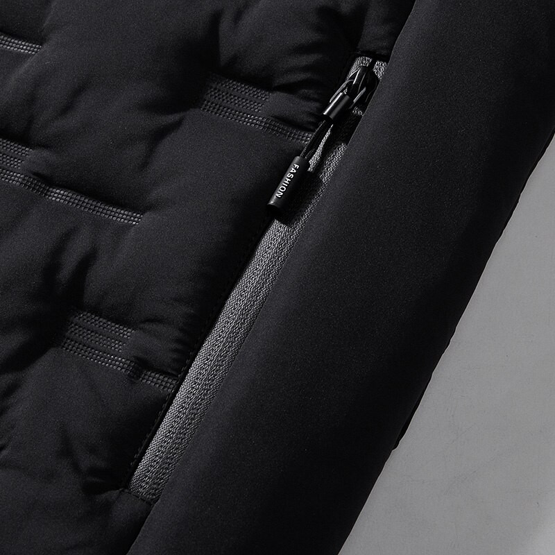 Ziemas veste ar kapuci vīriešu kroku masīva polsterēta veste vēja necaurlaidīga silta bezpiedurkņu jaka Homme ikdienas veste bieza parkas vīriešu