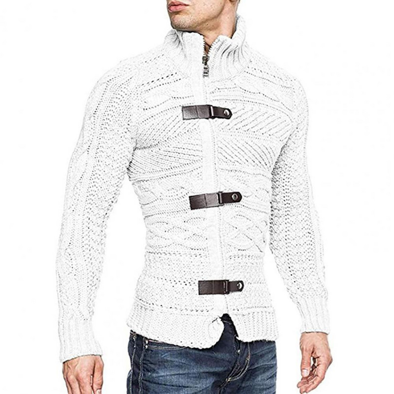 Ανδρικά πουλόβερ Strechy κομψό, ακρυλικές ίνες χαλαρό παλτό πουλόβερ Causal-μονόχρωμο Πουλόβερ με λεπτή εφαρμογή με ζιβάγκο