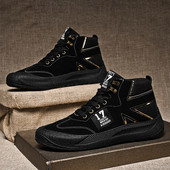 Μοντέρνα ανδρικά χειμερινά παπούτσια με επίπεδη σόλα και επιγραφή