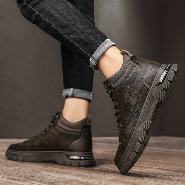 Vīriešu ādas puszābaki divās krāsās